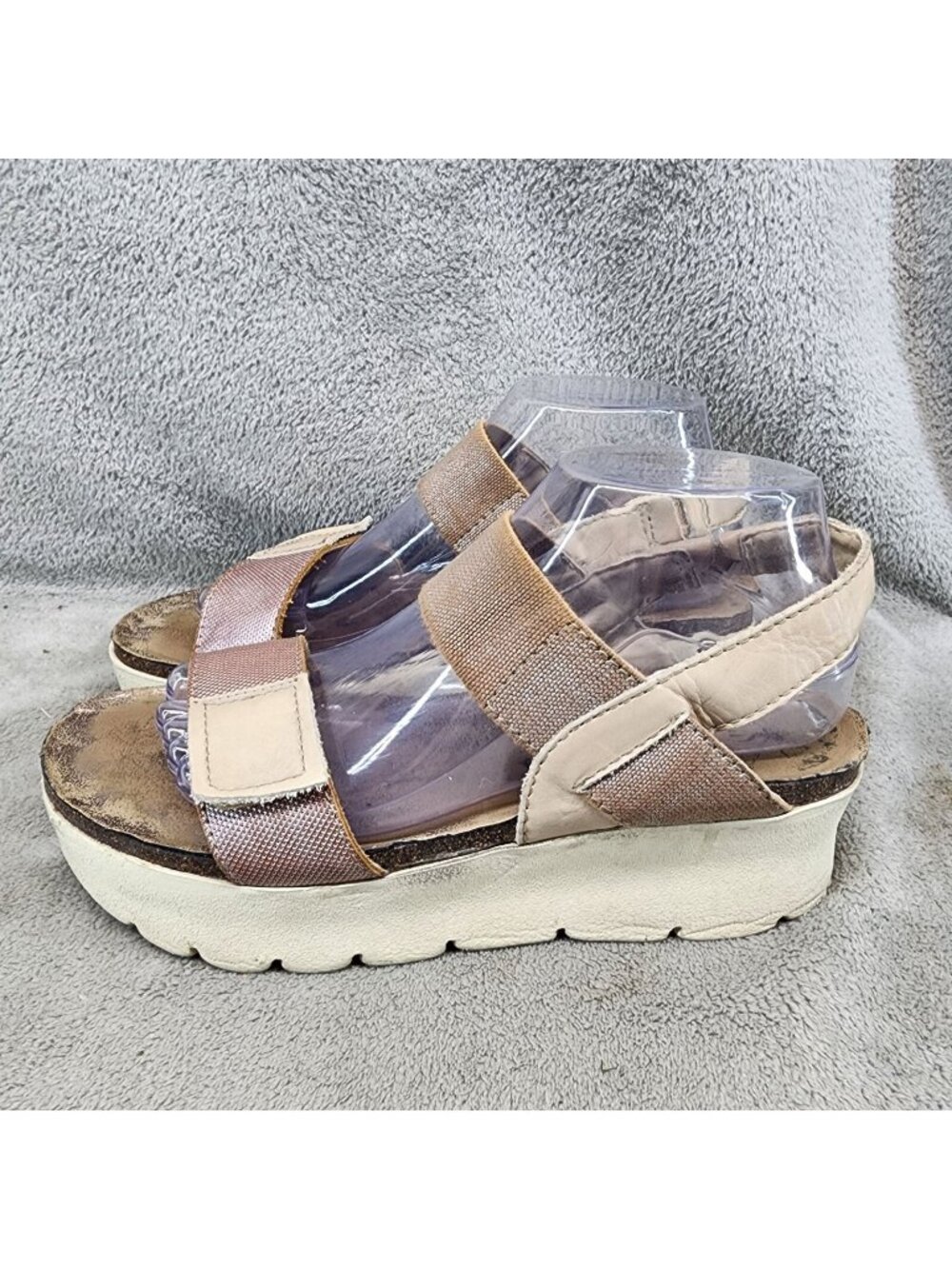 OTBT Shoes Womens 9 Brown Leather Textile Nova Wedge Platform Sandals *Read*